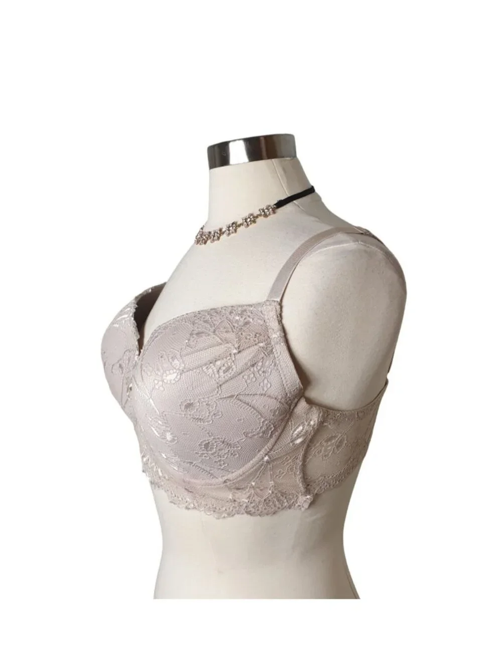 Rene Rofe Bra 38DD Beige Lace Underwire Lightly Padded Full Coverage Elegant 38E - Picture 2 of 7